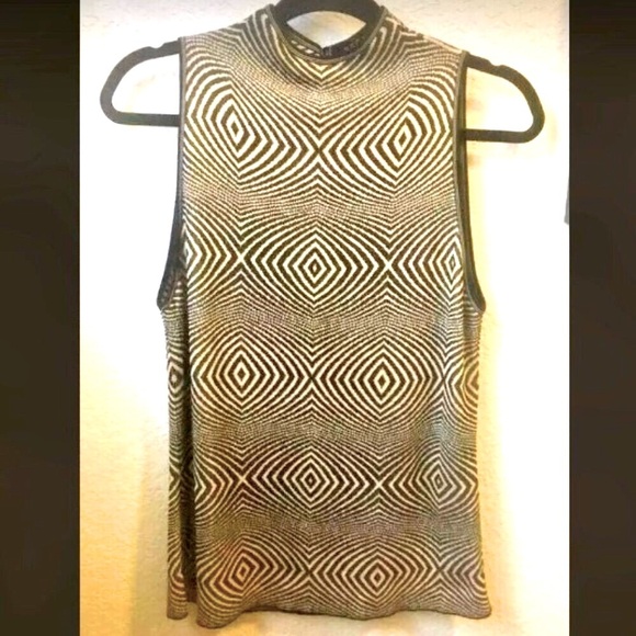 New ESCADA Y2K Vintage Geometric Knit Top Sleeveless Mock-neck M MSRP $400 - Picture 3 of 10